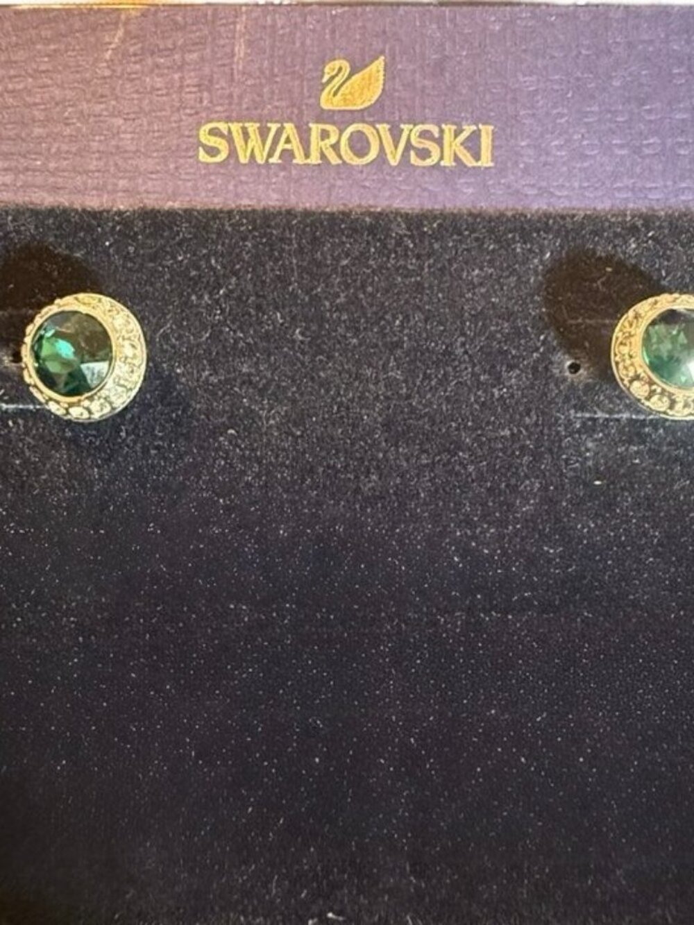 Swarovski Una Angelic Stud Earrings, Round Cut Green, Rhodium Plated, 5646714